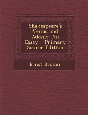 Front cover_Shakespeare's Venus and Adonis