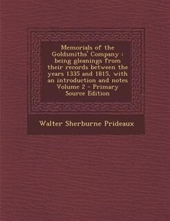 Front cover_Memorials of the Goldsmiths' Company