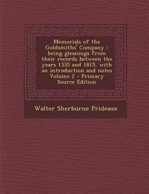 Front cover_Memorials of the Goldsmiths' Company