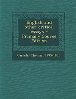 Couverture_English and other critical essays - Primary Source Edition