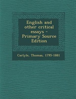 Couverture_English and other critical essays - Primary Source Edition