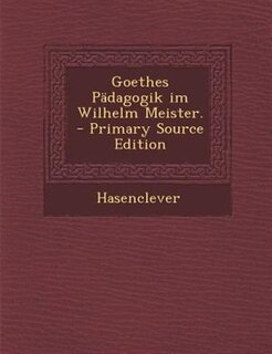 Couverture_Goethes Pädagogik im Wilhelm Meister.