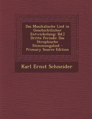 Front cover_Das Musikalische Lied in Geschichtlicher Entwickelung