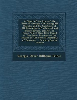 Couverture_A Digest of the Laws of the State of Georgia