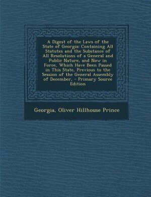 Couverture_A Digest of the Laws of the State of Georgia