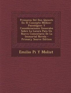 Couverture_Primoros Del Don Quixote En El Concepto Médico-Paicoïógico