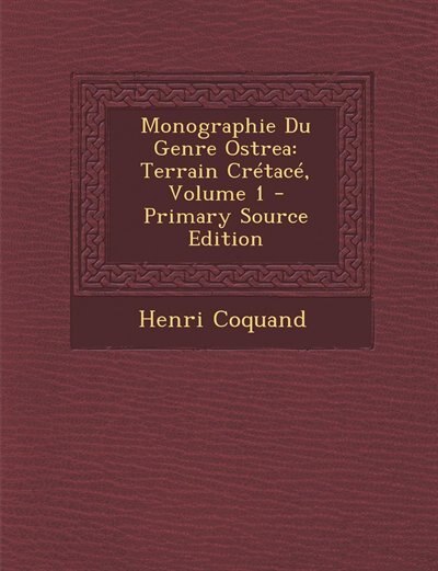 Front cover_Monographie Du Genre Ostrea