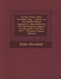Couverture_Letter from John Howland, Esq.
