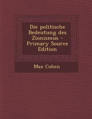 Front cover_Die politische Bedeutung des Zionismus