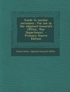 Front cover_Guide to similar surnames