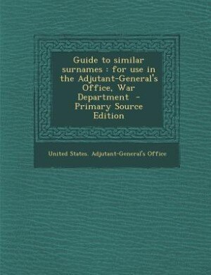 Front cover_Guide to similar surnames
