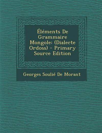 Couverture_Éléments De Grammaire Mongole