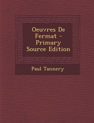 Front cover_Oeuvres De Fermat - Primary Source Edition