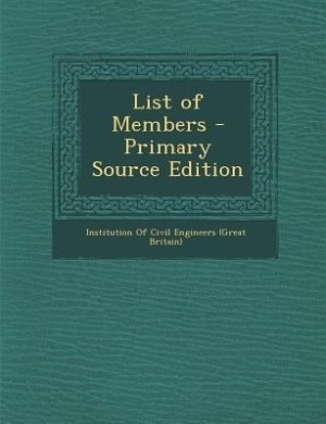 Couverture_List of Members - Primary Source Edition