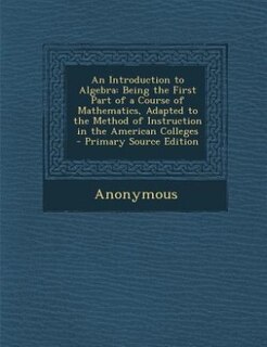 Couverture_An Introduction to Algebra