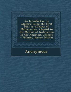 Couverture_An Introduction to Algebra