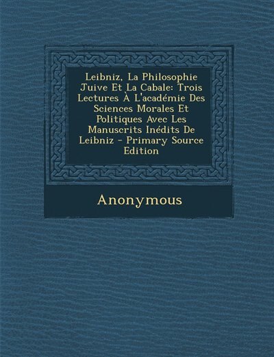 Front cover_Leibniz, La Philosophie Juive Et La Cabale