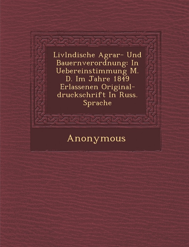 Front cover_LIVL Ndische Agrar- Und Bauernverordnung