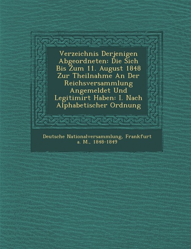Front cover_Verzeichnis Derjenigen Abgeordneten