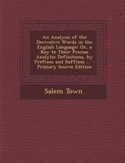 Front cover_An Analysis of the Derivative Words in the English Language