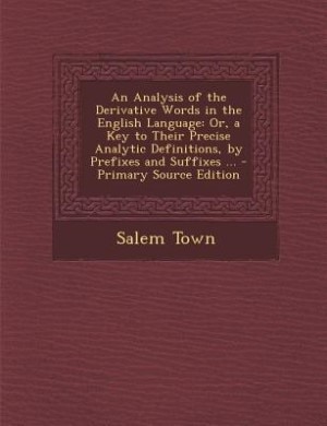 Front cover_An Analysis of the Derivative Words in the English Language