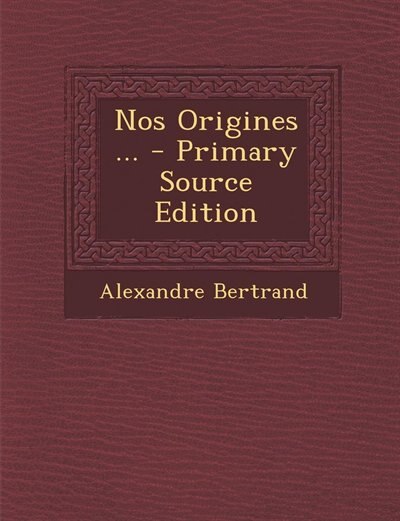 Front cover_Nos Origines ...