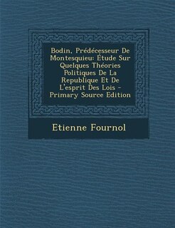 Front cover_Bodin, Prédécesseur De Montesquieu