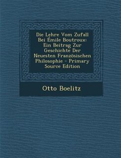 Couverture_Die Lehre Vom Zufall Bei +mile Boutroux