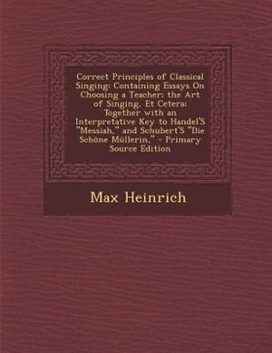 Front cover_Correct Principles of Classical Singing
