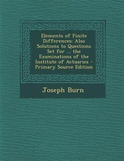 Couverture_Elements of Finite Differences