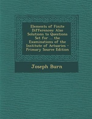 Couverture_Elements of Finite Differences