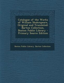 Front cover_Catalogue of the Works of William Shakespeare, Original and Translated