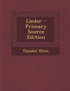 Lieder - Primary Source Edition