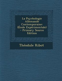 Front cover_La Psychologie Allemande Contemporaine