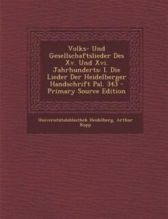Front cover_Volks- Und Gesellschaftslieder Des Xv. Und Xvi. Jahrhunderts