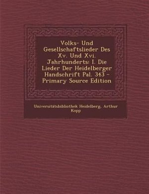 Front cover_Volks- Und Gesellschaftslieder Des Xv. Und Xvi. Jahrhunderts