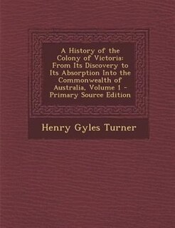 Couverture_A History of the Colony of Victoria