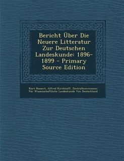 Couverture_Bericht _ber Die Neuere Litteratur Zur Deutschen Landeskunde