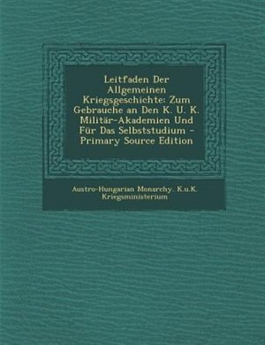 Front cover_Leitfaden Der Allgemeinen Kriegsgeschichte