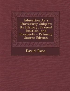 Couverture_Education As a University Subject