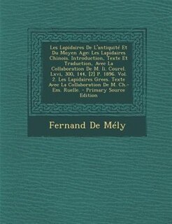 Front cover_Les Lapidaires De L'antiquité Et Du Moyen Age
