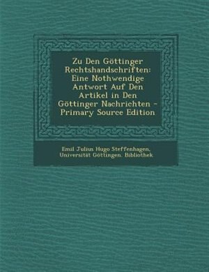 Front cover_Zu Den Göttinger Rechtshandschriften