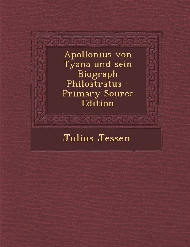 Front cover_Apollonius von Tyana und sein Biograph Philostratus