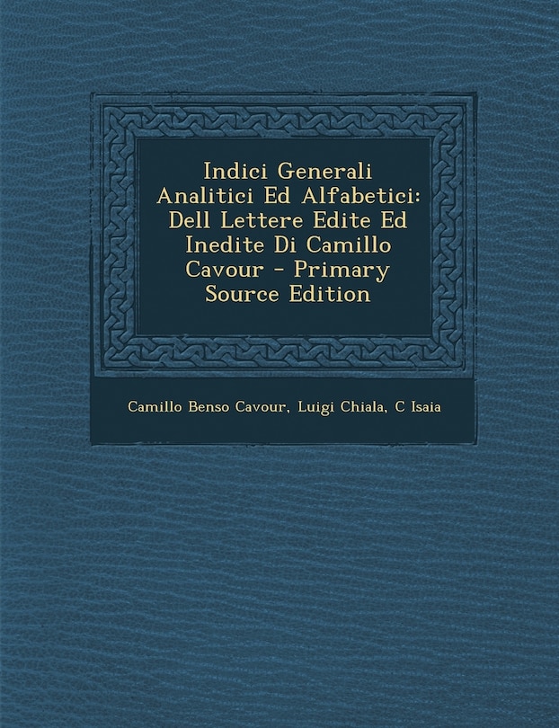 Front cover_Indici Generali Analitici Ed Alfabetici
