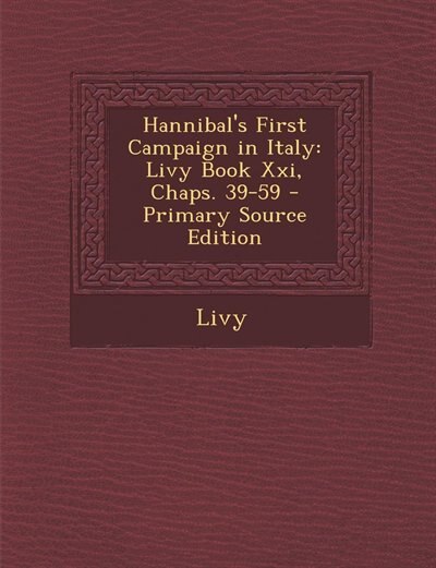 Front cover_Hannibal's First Campaign in Italy