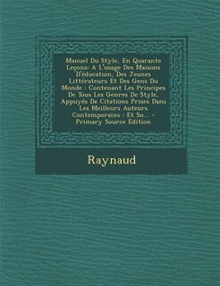 Front cover_Manuel Du Style, En Quarante Leçons