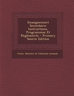 Couverture_Enseignement Secondaire