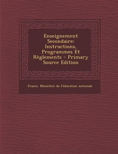 Couverture_Enseignement Secondaire