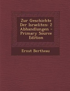 Couverture_Zur Geschichte Der Israeliten