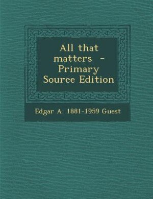 Couverture_All that matters  - Primary Source Edition